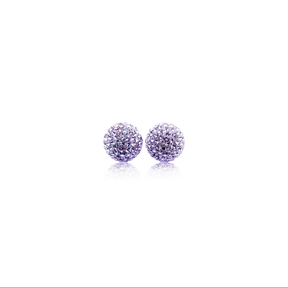 12mm Violet Sparkle Ball Earrings - Picture 2 of 2
